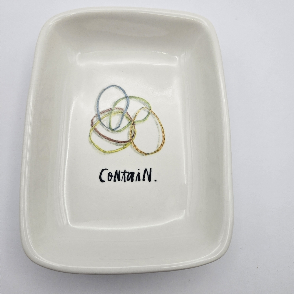Rae Dunn Contain Small Dish For Office Desk Supplies Rubber Bands